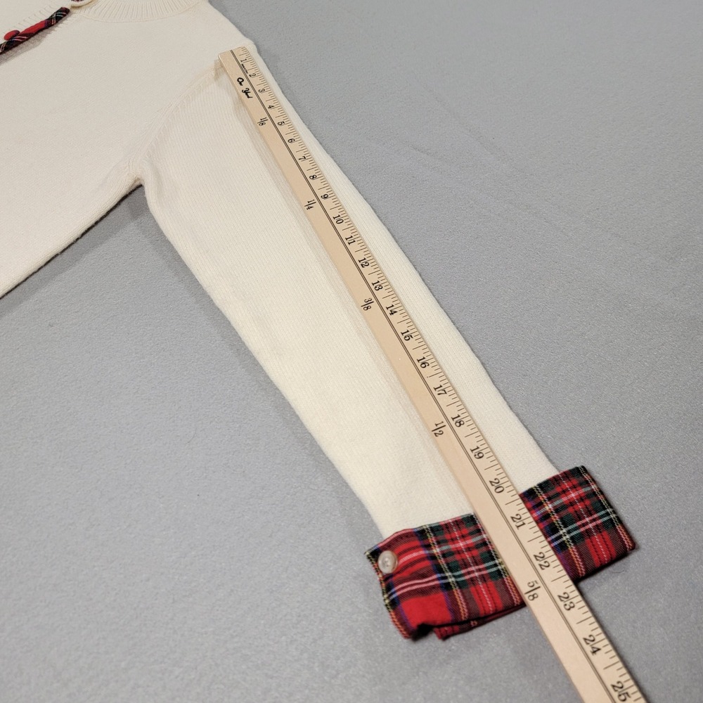 Entro Cardigan Sweater Tartan Plaid Trim Button Front Preppy Holiday Women's S - Picture 8 of 10